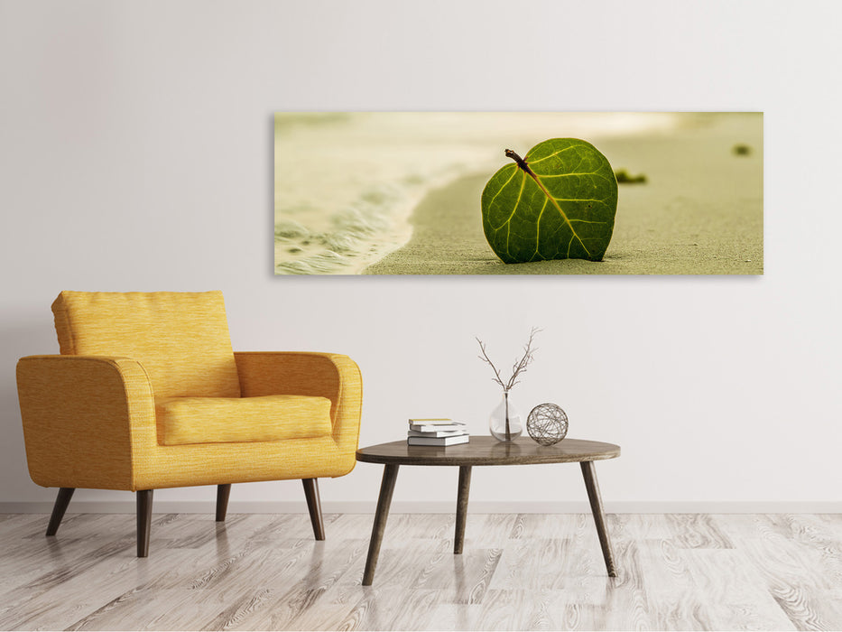 Leinwandbild Panorama Strand-Blatt