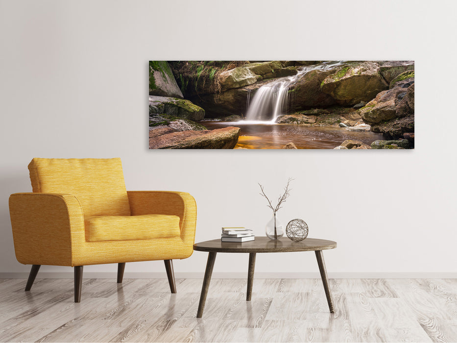 Leinwandbild Panorama Kleiner Wasserfall