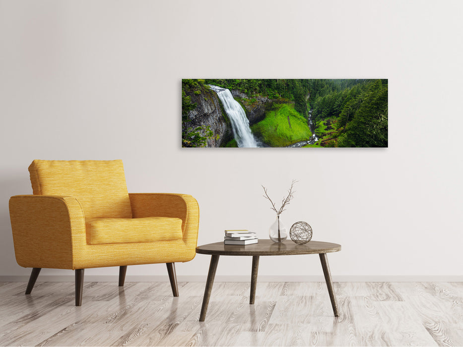 Leinwandbild Panorama Ausblick Wasserfall