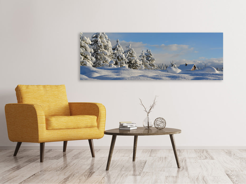 Leinwandbild Panorama Schöne Schnee Landschaft