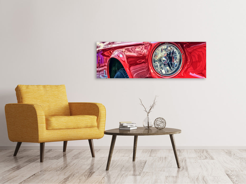 Leinwandbild Panorama Roter Oldtimer