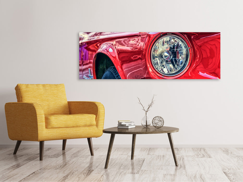 Leinwandbild Panorama Roter Oldtimer