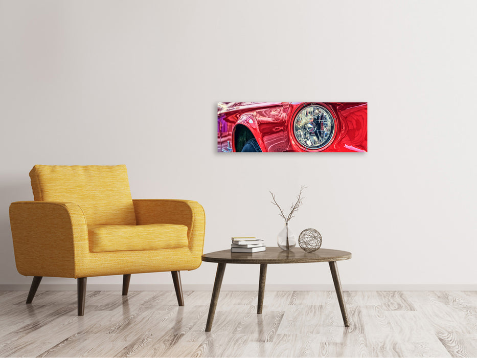 Leinwandbild Panorama Roter Oldtimer