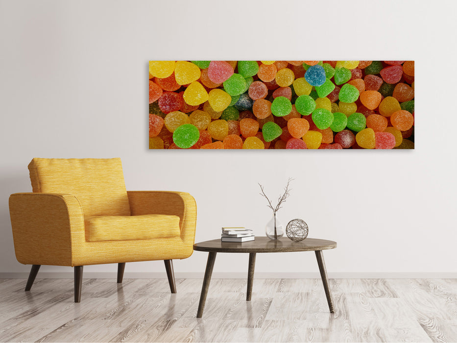 Leinwandbild Panorama Bunte Fruchtgummis