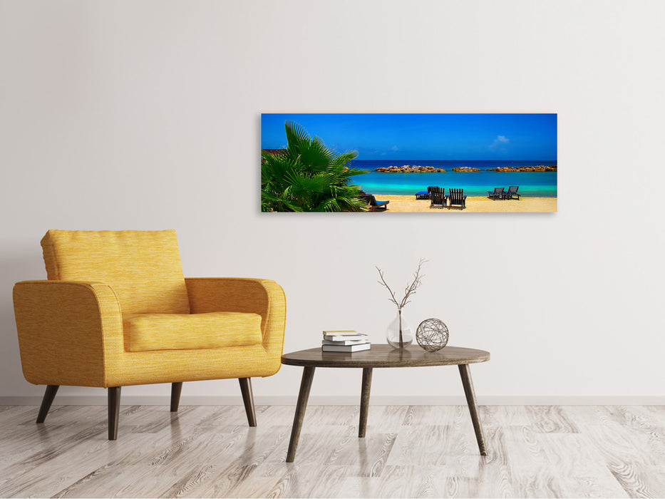 Leinwandbild Panorama Strand Liebe