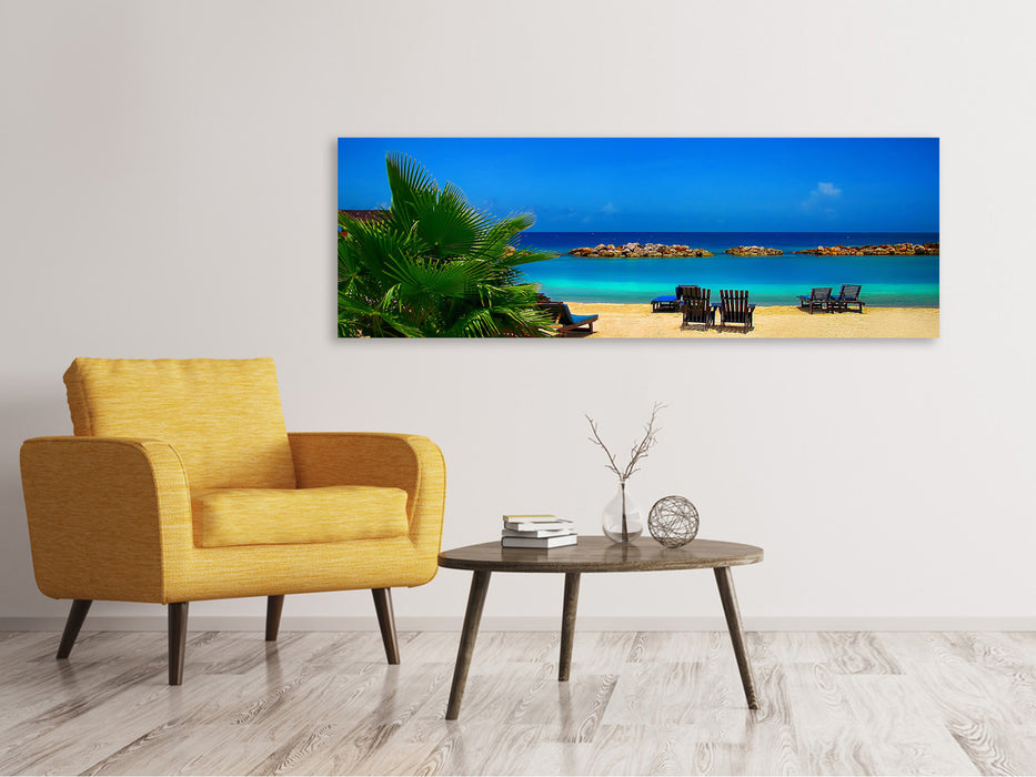 Leinwandbild Panorama Strand Liebe