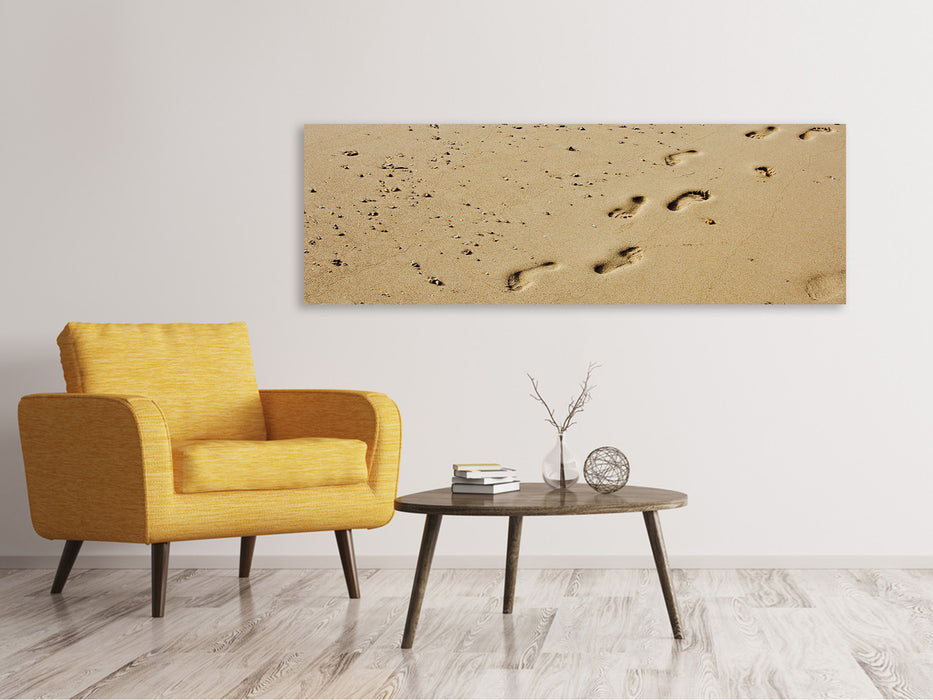 Panoramic canvas print Footprints in the sand