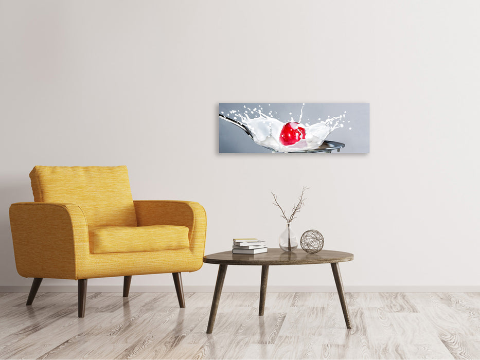 Panoramic canvas print Cherry with milk