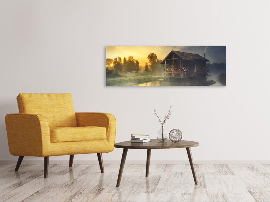 Panoramic canvas print Mysterious hut