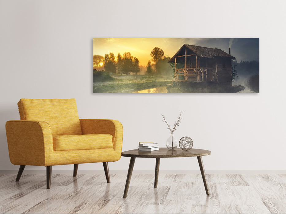 Panoramic canvas print Mysterious hut