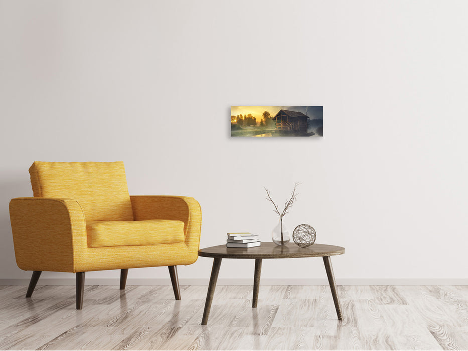 Panoramic canvas print Mysterious hut