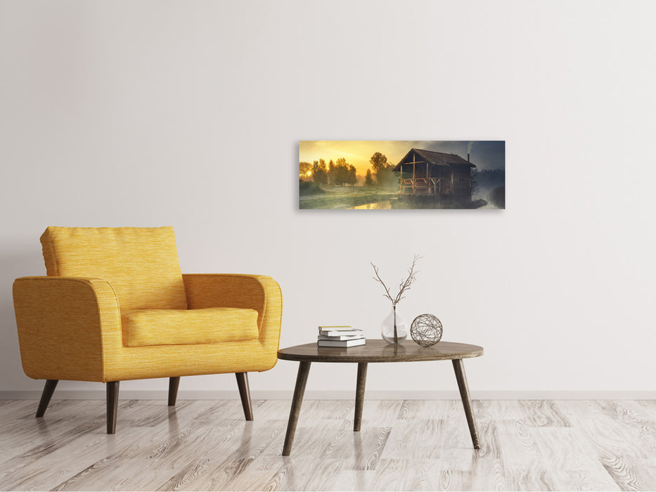 Panoramic canvas print Mysterious hut