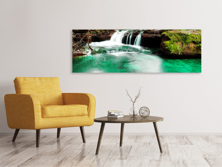 Leinwandbild Panorama Der Fluss am Wasserfall