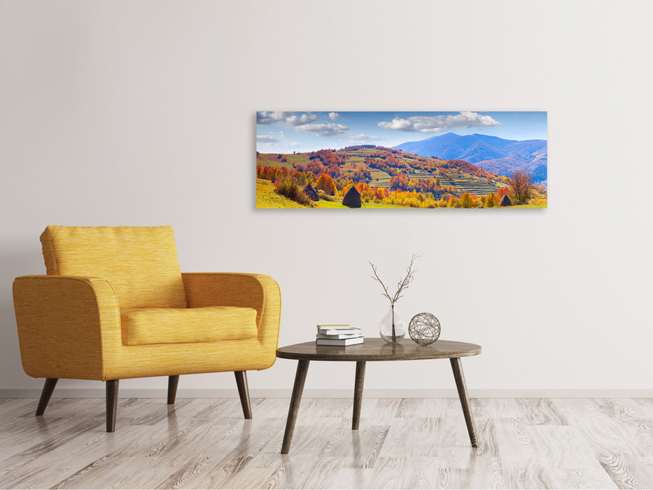 Leinwandbild Panorama Herbstliche Berglandschaft