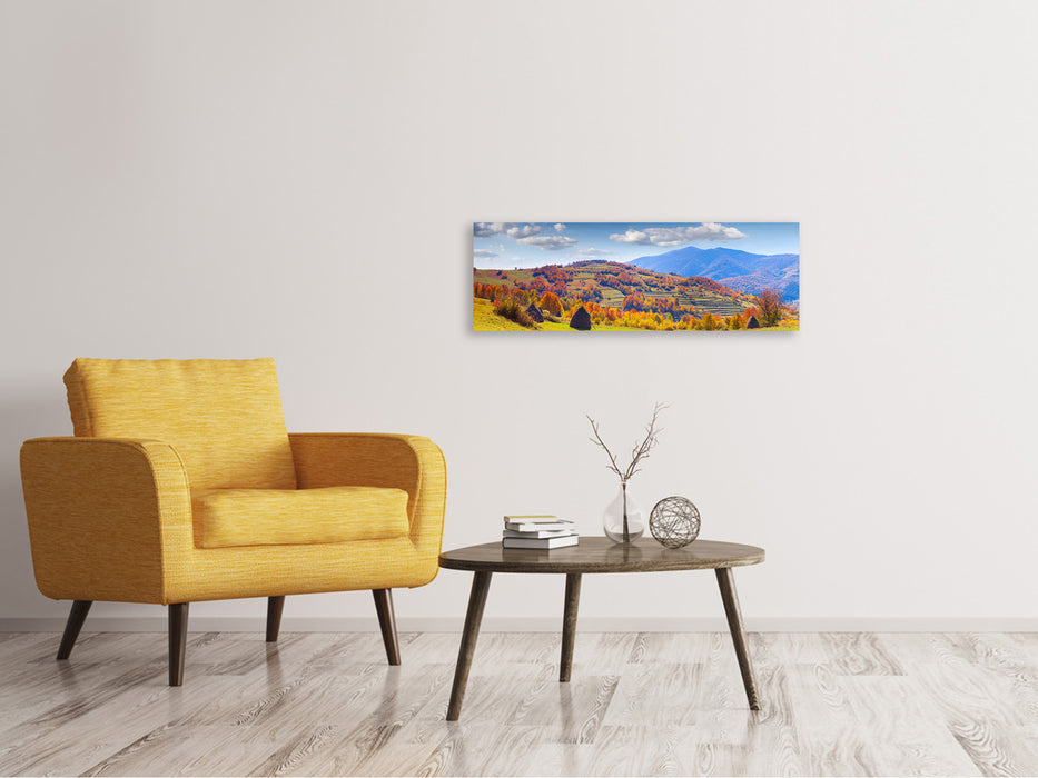 Leinwandbild Panorama Herbstliche Berglandschaft