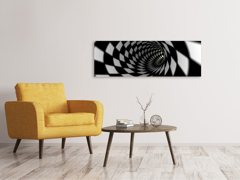 Leinwandbild Panorama Abstrakter Tunnel Black u0026 White