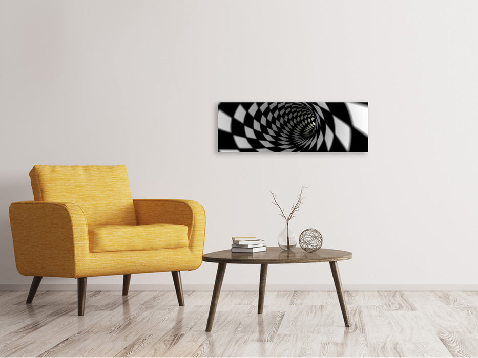 Leinwandbild Panorama Abstrakter Tunnel Black u0026 White