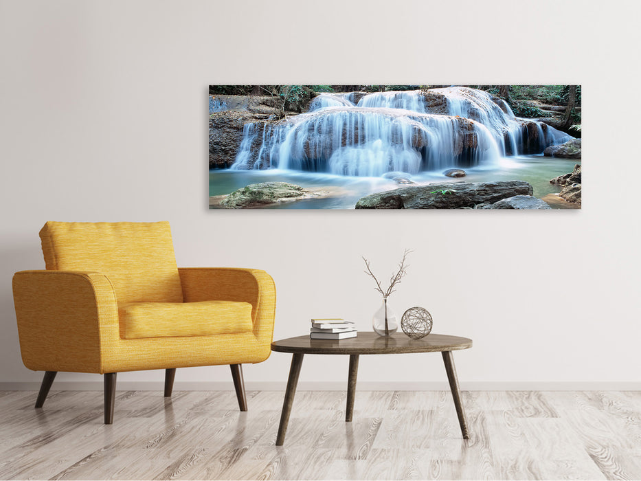 Leinwandbild Panorama Ein Wasserfall