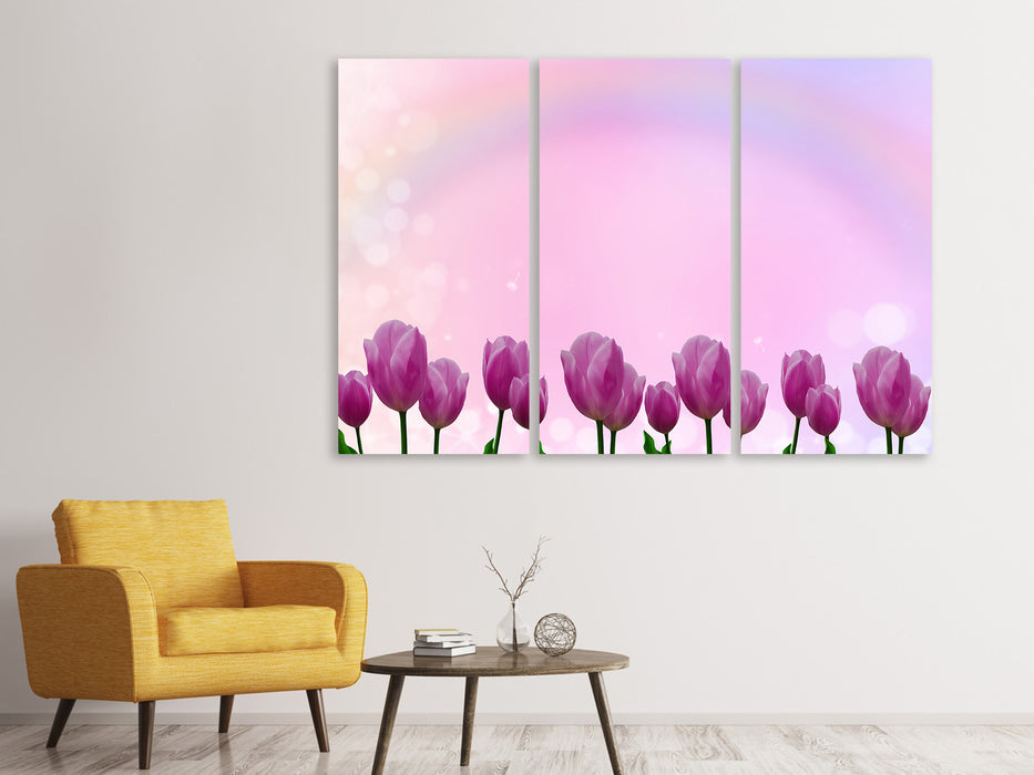 Leinwandbild 3-teilig Süsse Tulpen