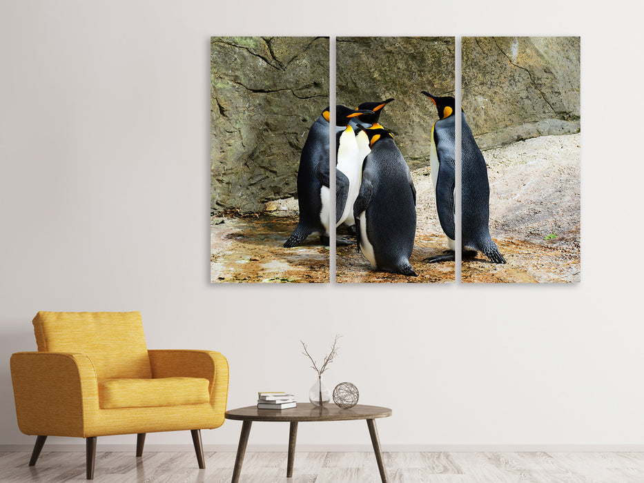 Leinwandbild 3-teilig König Pinguine