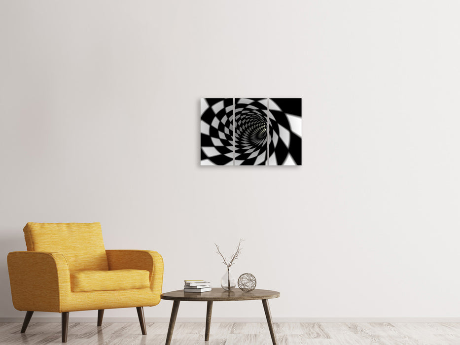 Leinwandbild 3-teilig Abstrakter Tunnel Black u0026 White