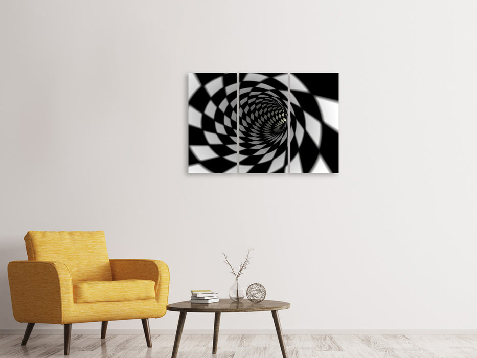 Leinwandbild 3-teilig Abstrakter Tunnel Black u0026 White