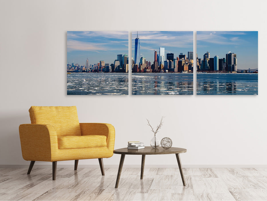 Panorama Leinwandbild 3-teilig New York im Winter