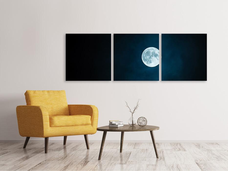 Panorama Leinwandbild 3-teilig Imposanter Vollmond