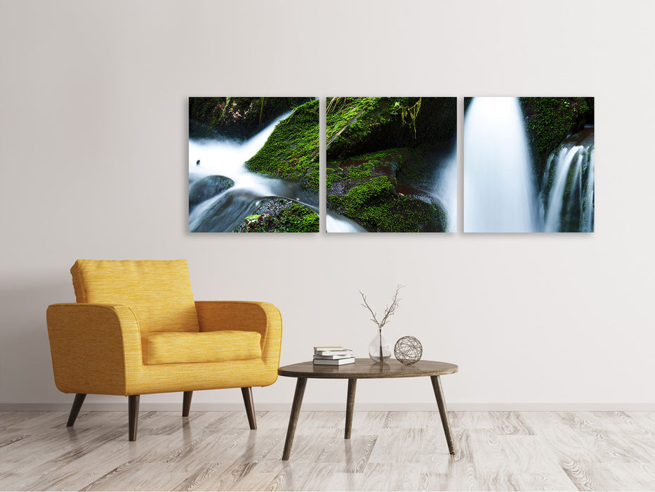 Panorama Leinwandbild 3-teilig Wilder Wasserfall