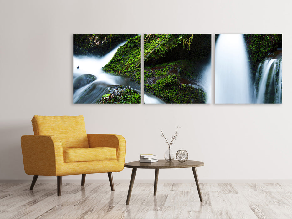 Panorama Leinwandbild 3-teilig Wilder Wasserfall