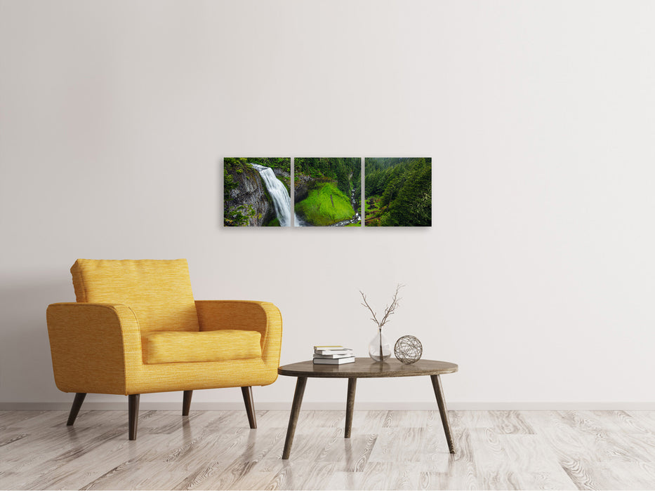 Panorama Leinwandbild 3-teilig Ausblick Wasserfall