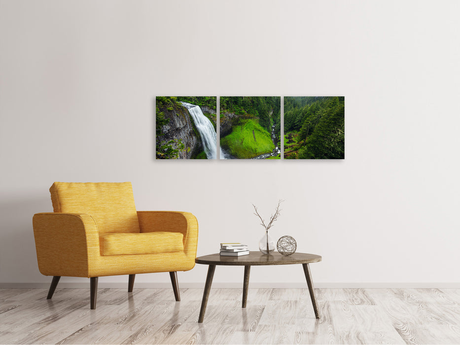 Panorama Leinwandbild 3-teilig Ausblick Wasserfall