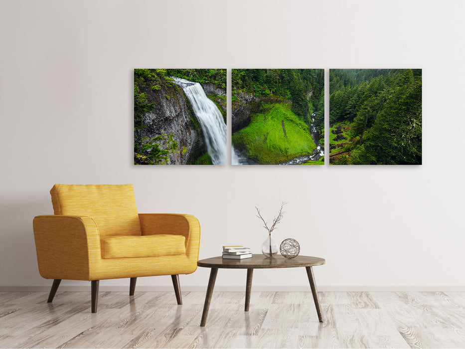 Panorama Leinwandbild 3-teilig Ausblick Wasserfall