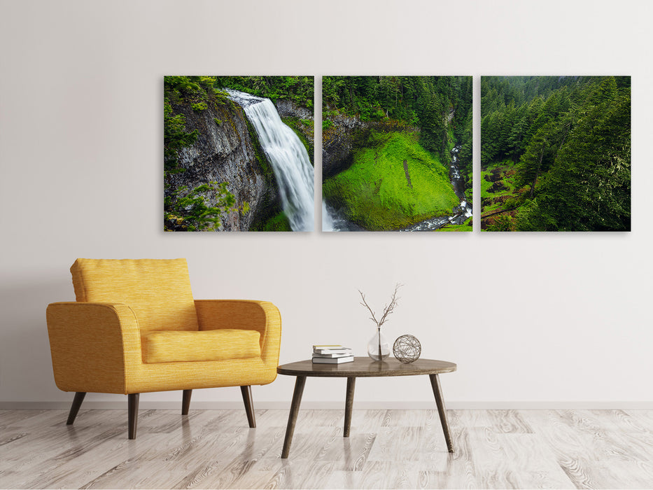 Panorama Leinwandbild 3-teilig Ausblick Wasserfall