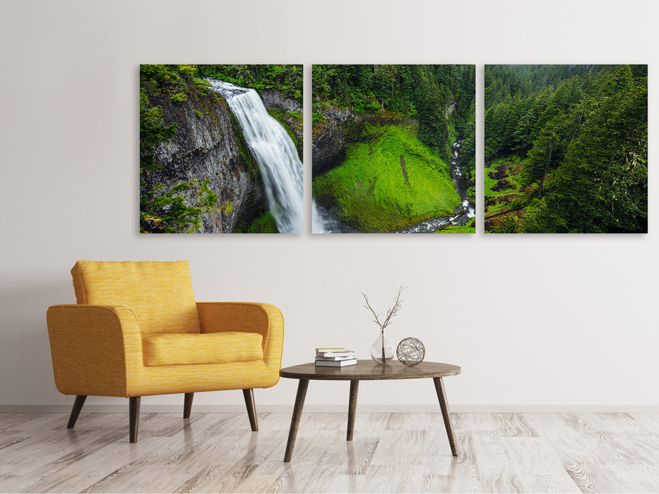 Panorama Leinwandbild 3-teilig Ausblick Wasserfall