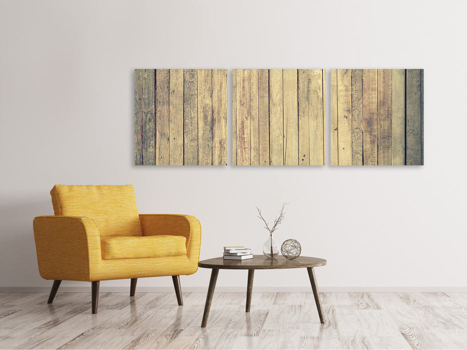 Panorama Leinwandbild 3-teilig Bretter Wand