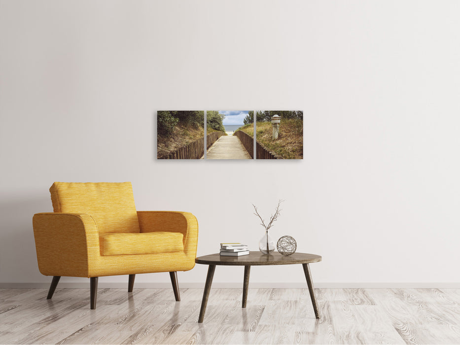 Tableau sur toile panoramique en 3 parties Le chemin des dunes