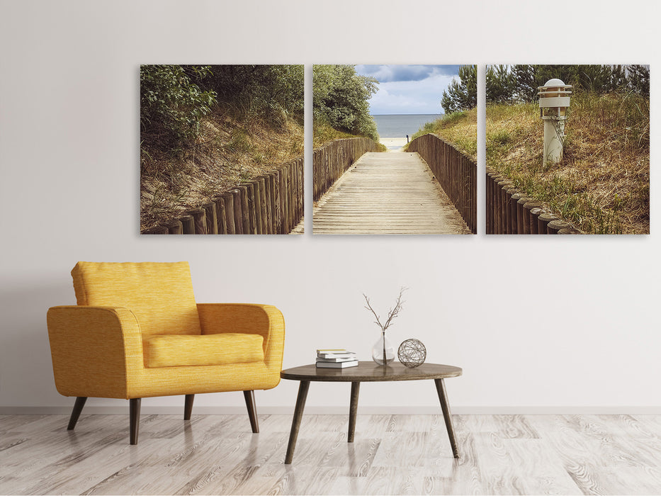 Tableau sur toile panoramique en 3 parties Le chemin des dunes