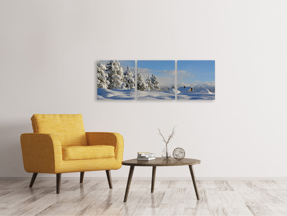 Panorama Leinwandbild 3-teilig Schöne Schnee Landschaft