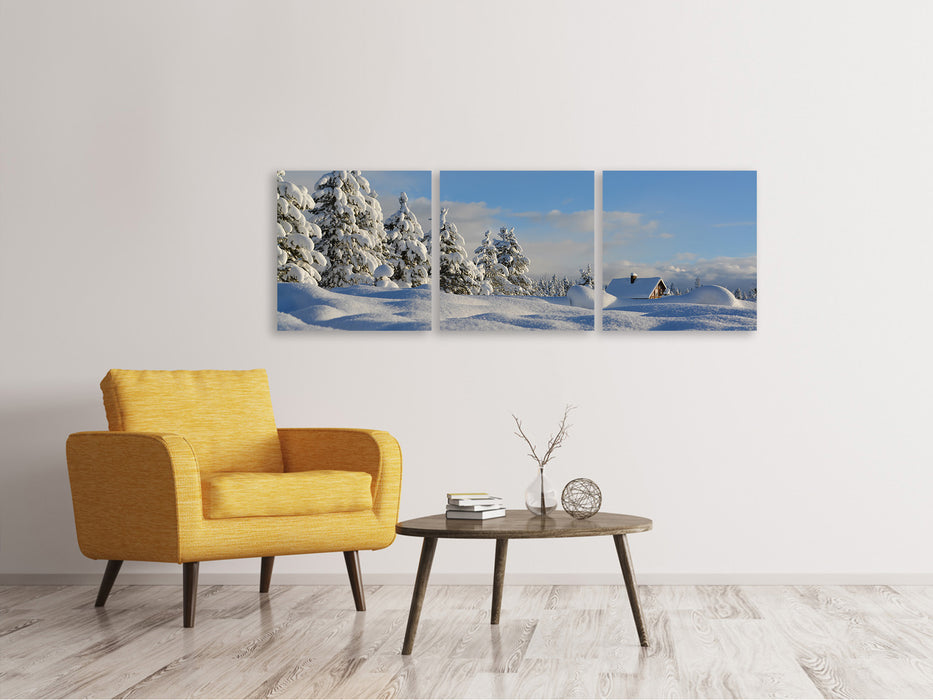 Panorama Leinwandbild 3-teilig Schöne Schnee Landschaft