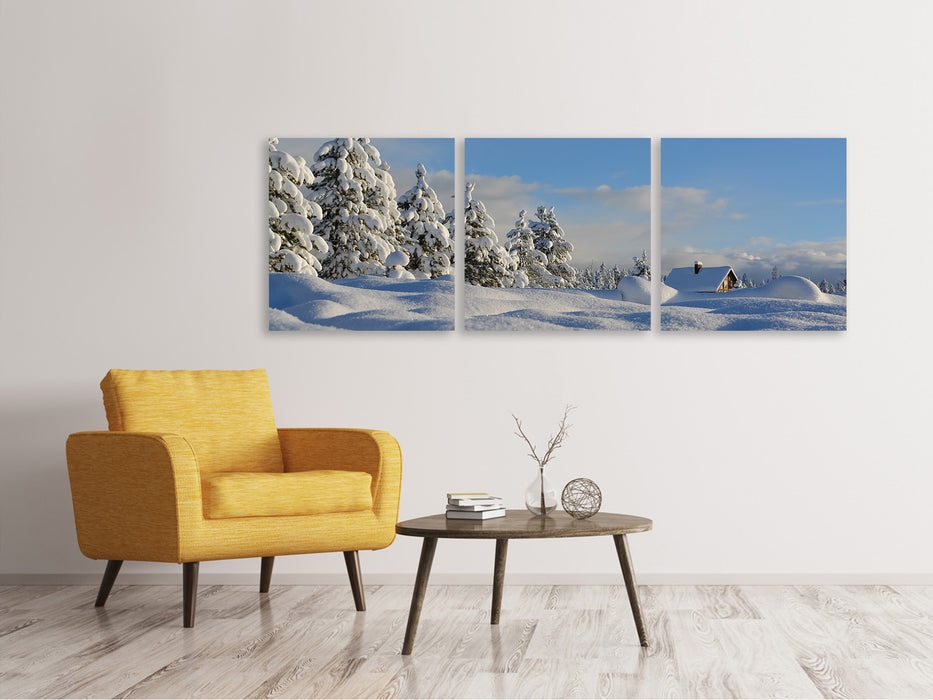 Panorama Leinwandbild 3-teilig Schöne Schnee Landschaft