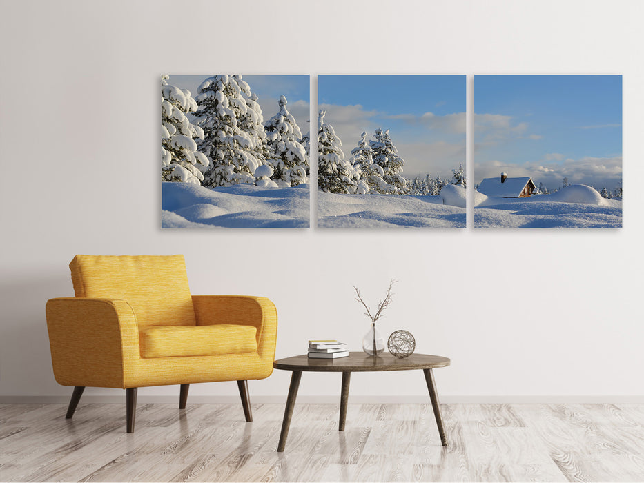 Panorama Leinwandbild 3-teilig Schöne Schnee Landschaft