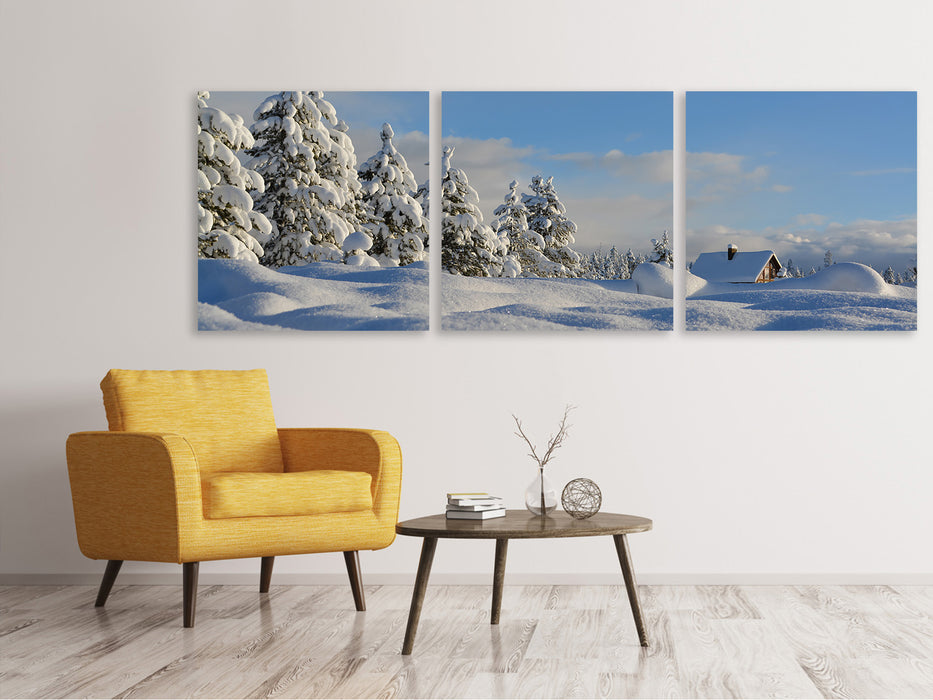 Panorama Leinwandbild 3-teilig Schöne Schnee Landschaft