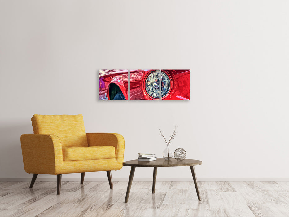 Panorama Leinwandbild 3-teilig Roter Oldtimer