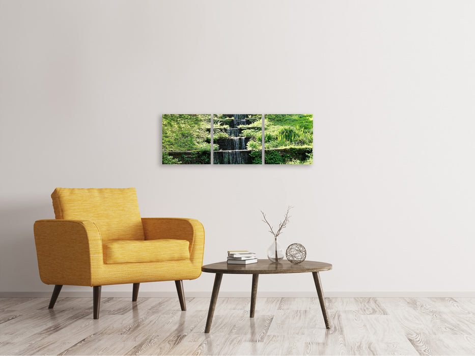 Panorama Leinwandbild 3-teilig Design Wasserfall