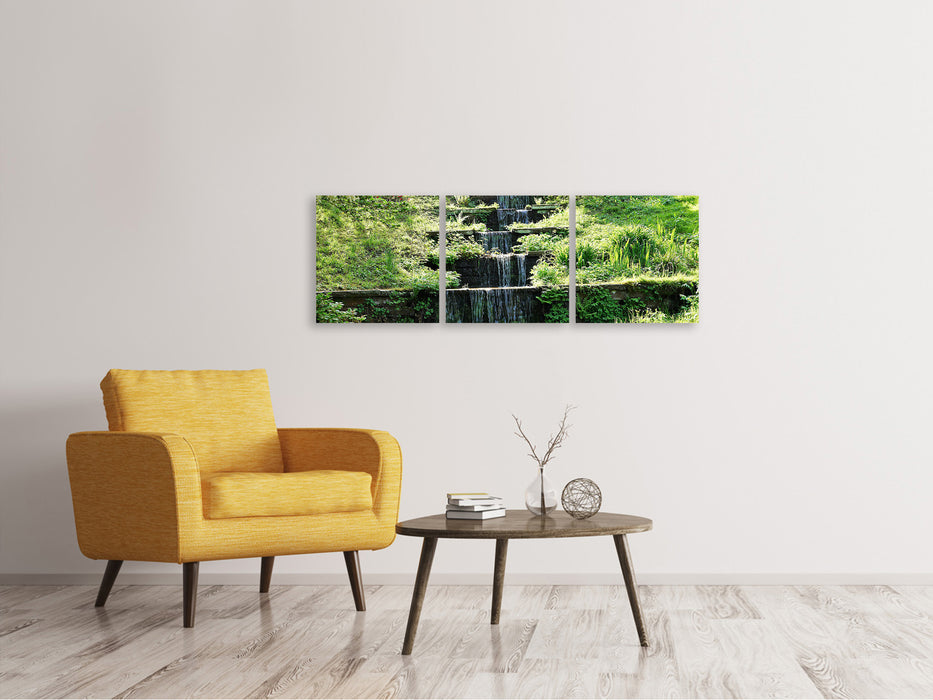 Panorama Leinwandbild 3-teilig Design Wasserfall