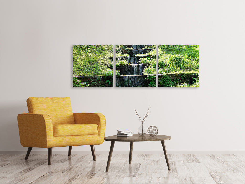 Panorama Leinwandbild 3-teilig Design Wasserfall