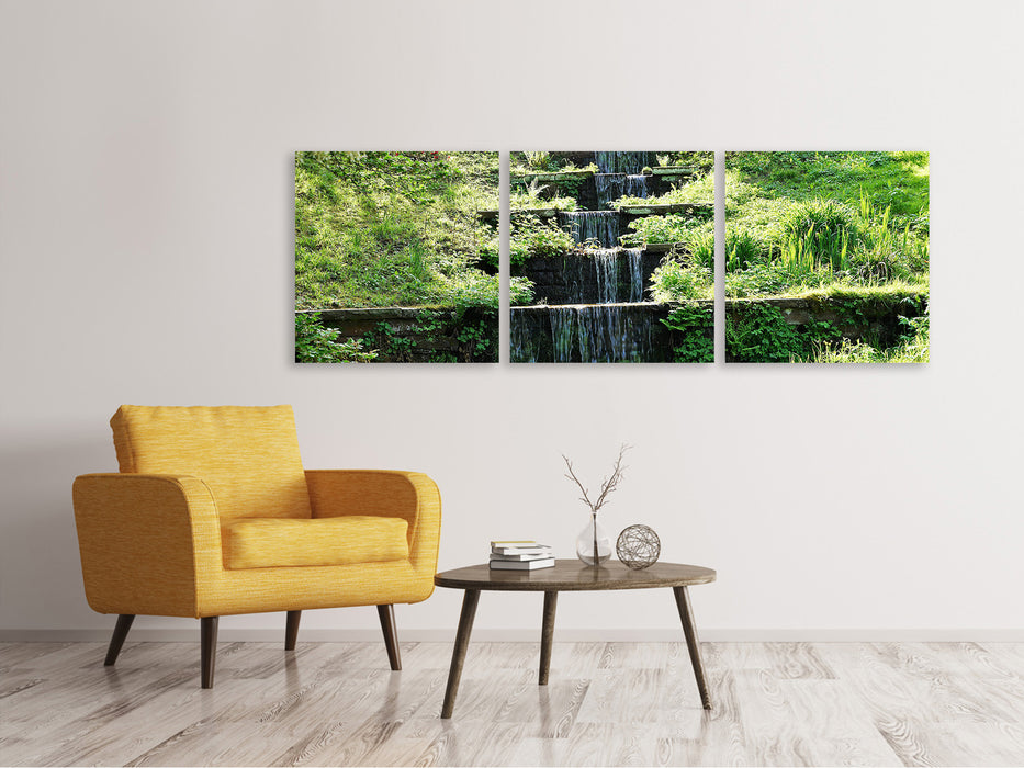 Panorama Leinwandbild 3-teilig Design Wasserfall