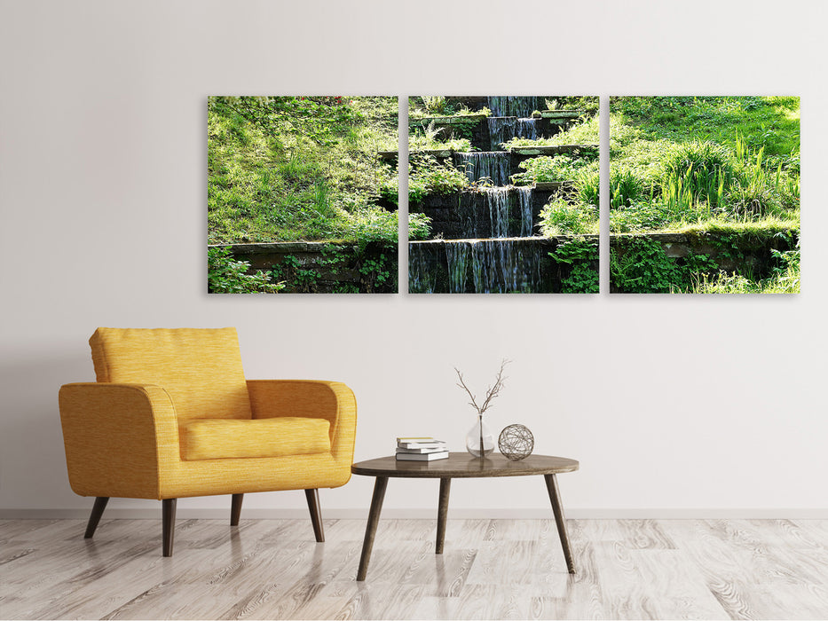 Panorama Leinwandbild 3-teilig Design Wasserfall