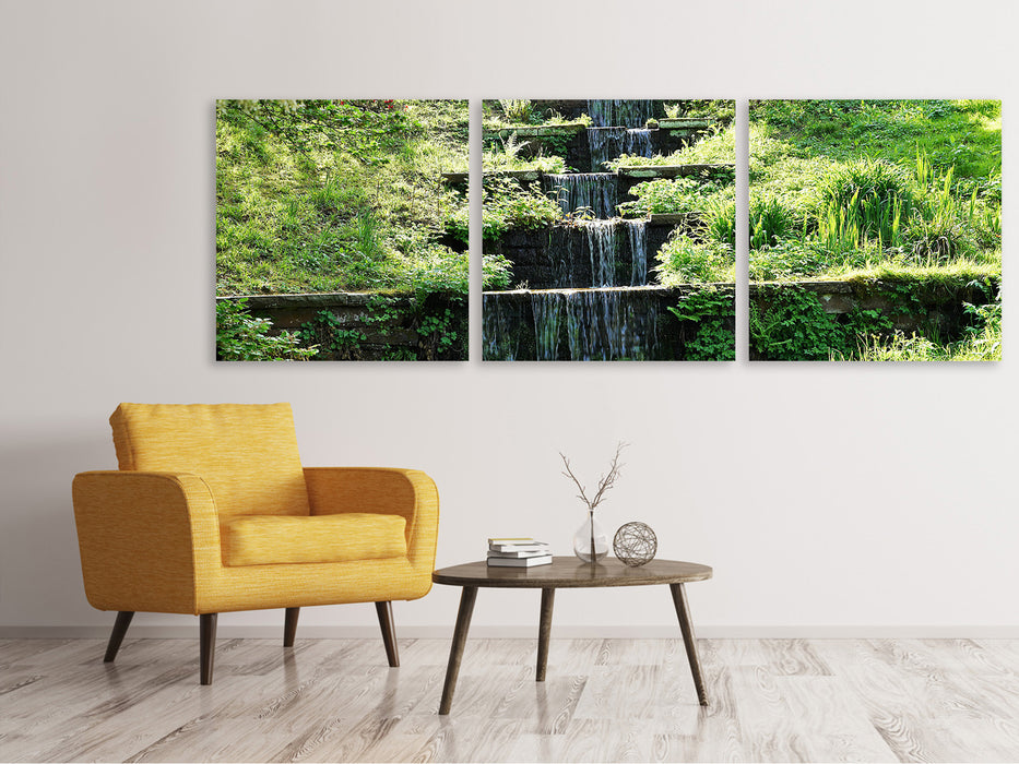 Panorama Leinwandbild 3-teilig Design Wasserfall